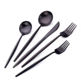 S ArtSharing 20-Piece Black Silverware Set Metal Matte Silverware Stainless Steel Satin Finish Forks Spoons Knives Modern Kitchen Utensil Set Dishwasher Safe