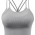 2 Piece Workout Sets for Women Strappy Criss Cross Sports Bra with Tummy Control Yoga Leggings Yoga Set(Y83M-Khaki/Coffee)