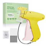 SavEase Stitch Gun for Clothes, Handheld Stitch Gun Quick Clothing Fixer, Tag Gun for Clothes Includes 2,000 Black Fasteners and 2,000 White Fasteners, 6 Needles (Yellow Pink)