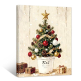 WayToLight Personalized Vintage Christmas Tree Pictures, Pine Tree Vintage Prints, Holiday Decor,Christmas Canvas Wall Art Decor Custom Christmas Gifts for Family Friends & lovers (8” X 12”)