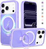 iYavvort Ultra-Magnetic Stand for iPhone 17 Pro Max Case [Military Drop Protection] [Compatible with MagSafe] Shockproof Translucent Matte Slim Ring Holder Case for iPhone 17 Pro Max (Lavender Purple)