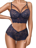 Avidlove Women Lingerie Sets Sexy Lace Bra and Panty Sets 2 Piece Lace Babydoll Outfits S-XXL Navy Blue