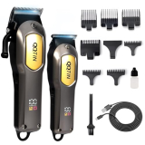 QQTIN Hair Clippers for Men Professional – 7500RPM Cordless Clippers and Trimmers Set with Long Battery Life – USB-C Rechargeable Electric Hair Cutting Kit for at-Home Use (Silver)
