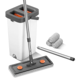 MUEE Mop and Bucket with Wringer Set for Home, Flat Mop and Bucket Set for Floor Cleaning and Window Wall Cleaner, Wet and Dry Mop with Long Handle and 3 Microfiber Pads