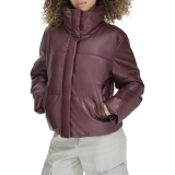 Levi’s Women’s Vegan Leather Quilted Shorty Puffer, Fig, Large