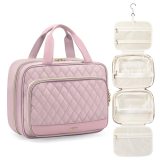 MDODO Travel Toiletry Makeup Bag for Women Hanging Toiletry Bag Cosmetic Organizer Make up Bags for Women Travel Essentials (Pinkish Purple)