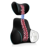 FAMCHAINS Lumbar Support Pillow for car and Car Neck Pillow Kit, Memory Foam Lumbar Back Neck Pillow for Car, Ergonomic Car Seat Back Support Pillow and Car Headrest for Neck Pain