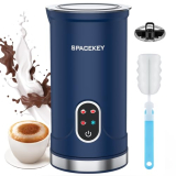 Spacekey Milk Frother, 4-in-1 Electric Frother for Coffee, 10.1oz/300ml Automatic Warm and Cold Foam Maker with Mute Mode, Temperature Control Milk Steamer for Latte, Easy to Clean