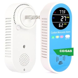 Vzmcov Plug-in Carbon Monoxide Detector with Real-Time CO Display & Temperature/Humidity Monitor, Plug-in CO Alarm for Home, RV, Apartment, Indoor Air Safety 1-Pack
