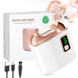 Electric Nail Clipper with LED Light, USB Rechargeable Nail Trimmer, 3-Speed Fingernail Manicure for Baby, Kids, Seniors, and Adults – Perfect for Elderly Nail Care (White)