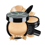 Mushroom Head Air Cushion CC Cream – BB Cream Face Makeup Foundation for Mature Skin Moisturizing Concealer Brighten Long-Lasting, Even Skin Tone for All Skin Types (2PCS Buff Beige)