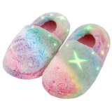 Kids Fuzzy Slippers Luminous Glow in the Dark for Boys Girls House Shoes Indoor 53F22