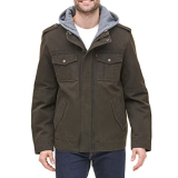 Levi’s Men’s Washed Cotton Military Jacket with Removable Hood (Standard and Big & Tall), Dark Brown, Small