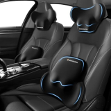GEEYONTEK Car Lumbar Support Pillow and Neck Pillow kit for Back & Neck Pain Relief Ergonomic Memory Foam Car Seat Headrest & Lumbar Cushion with Adjustable Strap for Driving Seat/Office Chair Black