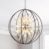 Zezzio 22″ Globe Crystal Sputnik Chandelier 10-Light Modern Dining Room Light Fixture Foyer Chandelier for Entryway Staircase Hallway Kitchen Island