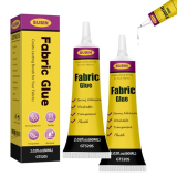2Packs Strong Fabric Glue Permanent Clear – Washable Fabric Glue for Clothing Patches, Leather, Cotton, Denim, Polyester, Flannel