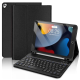 Keyboard Case for iPad 9th Generation 2021 10.2 Inch, Detachable Wireless Rechargeable Keyboard for iPad 8th/7th Gen, Slim Folio Stand Cover with Pencil Holder for iPad Pro 10.5″ / iPad Air 3rd Gen