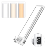 Under Cabinet Lights with Battery Display, 2000mAh Rechargeable LED Motion Sensor Lights Indoor, 3 Color Temperature Dimmable Magnetic Mounting Closet Lights, Wireless Under Counter Lights