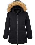 Soularge Women’s Plus Size Winter Windbreaker Thickened Warm Hooded Puffer Coat (Black, 1X)
