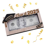 Graduation Gifts 2025 Money Holder, Wooden Graduation Money Cash Envelope Box for Class of 2025 Senior College University Graduates Holiday Christmas Gifts