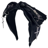 ATekatac Women Leather Headband Steampunk Spiked Headband Gothic Hairband (Zipper Black)