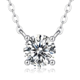 Ve Celestelle Moissanite Necklace for Women 1-2CT D Color VVS1 Clarity Lab-Created 18K Gold Plated 925 Sterling Silver Hypoallergenic Necklace for Women Men Wedding Valentine’s Gift (18K White Gold Plated S925, 2CT)