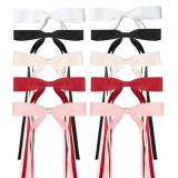 Ribbon Hair Bows Set for Women and Girls – 10PCS Hair Clips with Bowknot Tassels, Barrettes in Black, White, Wine Red, Beige, Pink