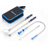 VIBELITE Telescoping Magnetic Pick Up Tool Set- 24IN Flexible Magnets Claw Grabber with Light, 25lb&1.5lb Magnetic Pickup Rod, Square 360°Adjustable Inspection Mirror, Gifts for Dad, Husband, Mechanic