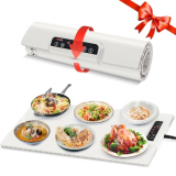 Warming Mat for Food – Full Surface Heating Food Warmer Mat with 3 Temperature Settings, Rollable & Portable, Auto Shut-Off – Electric Warming Tray for Gatherings,Parties,Everyday Use