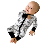 Infant Boys Girls Outfit Clothes Set Newborn Baby Romper Bamboo Long Sleeve Zipper Bodysuit Jumpsuit (Zebra, 9-12M)