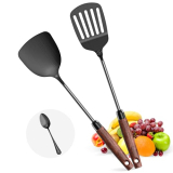 Titanium Spatula Set of 3 for Kitchen, Kitchen Utensil Set Pure Titanium, Food Grade, High Heat Resistant Cooking Utensils, Easy to Clean, Black