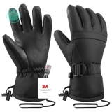 Pnosnesy Winter Ski,Cycling Gloves for girls, Cold Weather Snow Waterproof Touchscreen Gloves with Wrist Straps