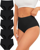 UNDER THE SEA High Waisted Cotton Underwear Womens Full Coverage Soft Ladies Briefs Plus Size Women’s Panties 5 Pack XXL