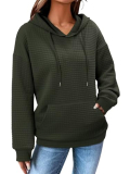 ONLYSHE Ladies Green Sweatshirt Lightweight Waffle Knit Fall Pullover Hoodie with Kangaroo Pockets for Women XL