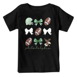 Football Shirts for Girls Boys Coquette Bow Kids Tshirt Game Day Tee Top Black
