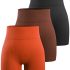 Women’s 3 Piece Workout Shorts Yoga Seamless Ribbed High Waisted Spandex Booty Biker Shorts (Y8SP-B/Br/Green L)