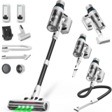 NuYupo Cordless Vacuum Cleaner, 2 Batteries 110 Mins Runtime Vacuum Cleaners for Home, 550W 45KPA 15-in-1 Stick Vacuum with Charging Dock, Handheld Vacuum Cordless for Pet Hair Carpet Hardwood Floor