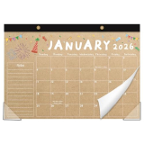 Rovytix Desk Calendar 2026-2027, 18-Month 17″ x 12″ Wall/Desk Planner, Jan 2026 – Jun 2027, Thick Paper, Corner Protectors, Hanging Rope, Perfect for Office, School, Home