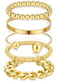 YEEZII Gold Bracelets Stack for Women, 5 Pcs Chunky Adjust Chain Beaded Cuff Bangles Bracelet Pack, Trendy Stackable Women’s Gold Bracelets Set