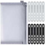 Lachiance 12Pcs Silicone Cable Ties (with A Cord Organizer Bag), Reusable Wire Wrap Cable Management Straps for Phone Charger, Charging Cord, Appliance Cord, Use in Drawer Home Travel (Black White)
