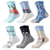 FOOT AMAZING Christmas Socks for Women Adult Humor 6 Pairs Womens Funny Novelty Holiday Crew Christmas Socks Size 9-11 Cute Fun Xmas Gifts for Women Girls(Blue)