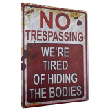 Carastora Halloween Vintage Metal Tin Sign Funny Sarcastic Party Wall Art Decor Signs, Funny Tin Sign for No Trespassing, Avoiding the Spooky Cleanup 12×8 Inches