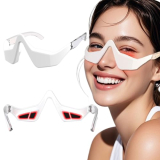 Iwtfu Under Eye Red Light Therapy Glasses Micro Vibration Eyelift Device Red Light Therapy for Relieve undereye Bags Fatigue Dark Circles Wrinkles Puffiness for Women and Men