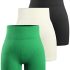 Women’s 3 Piece Workout Shorts Yoga Seamless Ribbed High Waisted Spandex Booty Biker Shorts (Y8SP-3 Black S)