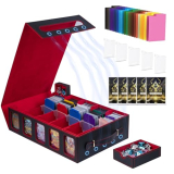 Tiff-K 5 Row MTG Deck Box TCG Card Storage Box, MTG Commander Deck Box for Toploaders, Black Red