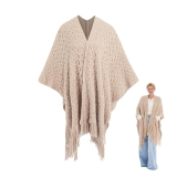 MissShorthair Knit Shawl Wraps for Women Boho Crochet Shawls Cape Open Front Cardigan