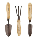 CYRUS Garden Tool Set,3 Piece Garden Shovel,Includes Hand Shovel, Transplanting Shovel and Hand Rake with Ash Wood Handle for Planting, Weeding, Maintaining Lawns and Gardens