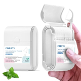 Mint Floss Picks,Twin Line Travel Portable Dental Floss Case,Flossers Holder,Floss Dispenser,104 Count No Break & Shred-Resistant Toothpicks Sticks,Travel-Friendly Portable Oral Care(2Box,White)