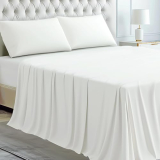 Viscose Derived from Bamboo, Soft Cooling Bedding with Silky Smooth Finish,Extra Deep Pocket, Hypoallergenic, Breathable, 4 Piece Queen Size Luxury Hotel White Bed Sheet Set, Oeko-Tex Certified