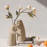 Kadrama 2 Pack Flower Vases for Bouquet, Clay Small Ceramic Vases for for Centerpieces Home Decor Accents Terracotta Vase for Table Entryway Bookshelf Living Room